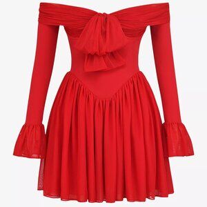 House of CB Red Off-Shoulder Mini Dress